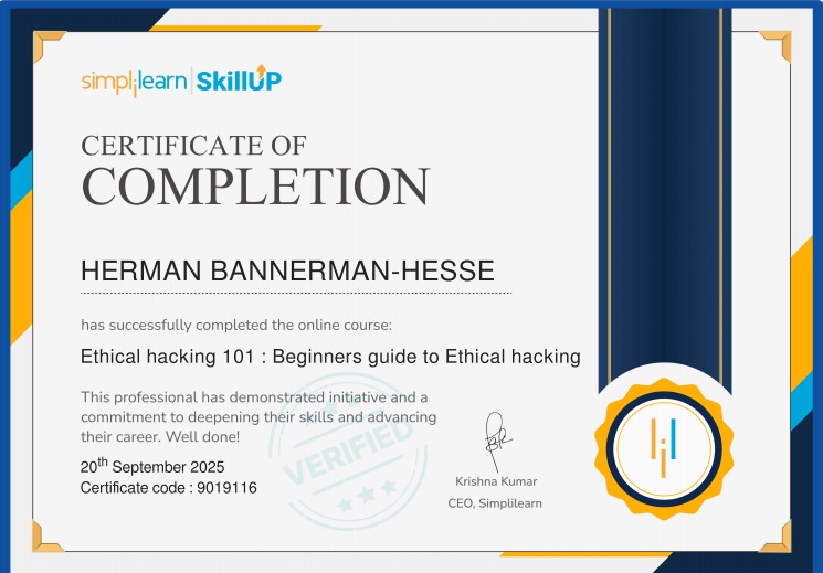 Ethical Hacking 101 certificate
